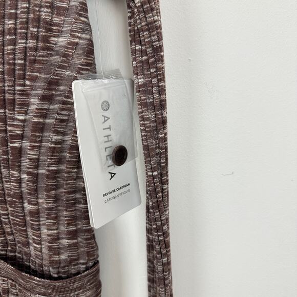 Athleta Revolve Seamless Cardigan Ribbed Knit Stretch Brown Purple XXS NWT - Picture 7 of 14